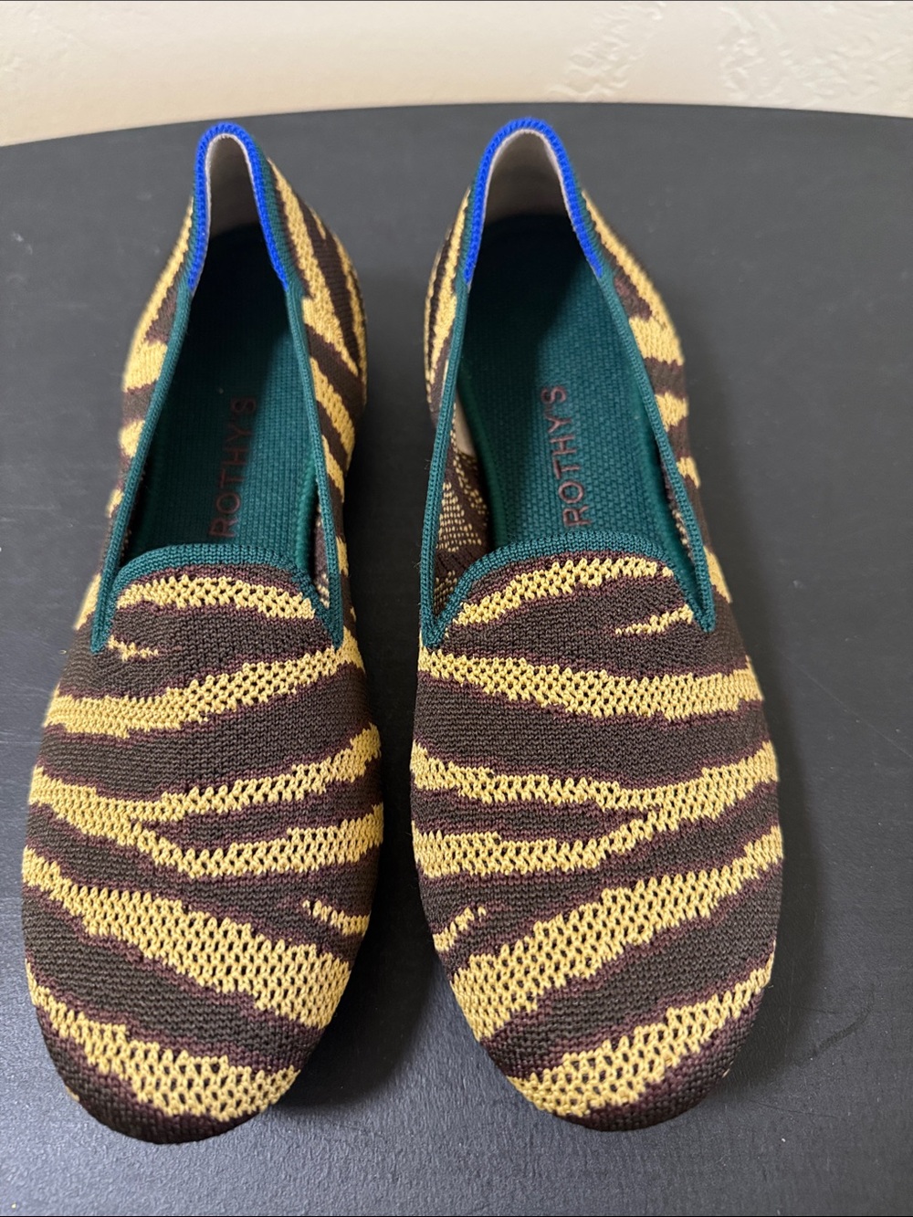 Rothy's Yellow and Brown Knit Slip-On Loafers